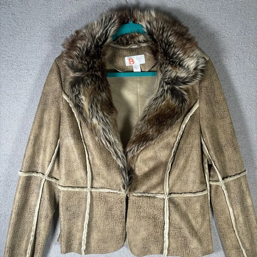 Bernardo‎ Collection Faux Fur Trimmed Women’s Jacket Size Large Fur Lined 70s